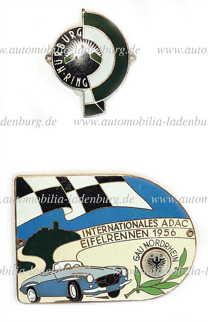 Set of 2 plaques, enameled: a smaller plaque "Nürburgring" and a larger plaque "International (1 of 1)