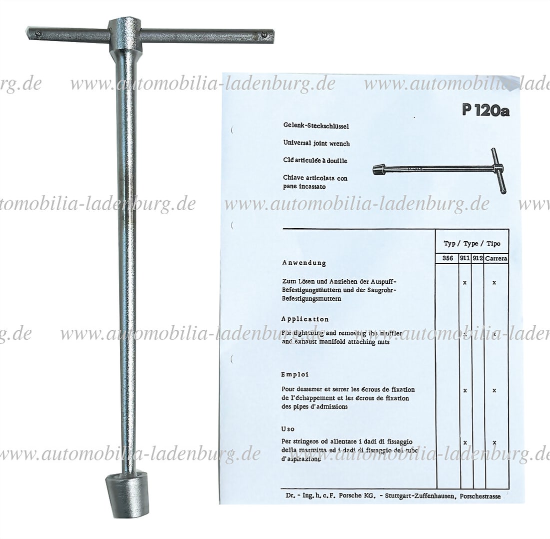 PORSCHE Joint socket wrench P120a, for Porsche 356, 911, 912, Carrera, with instructions   German (1 of 1)