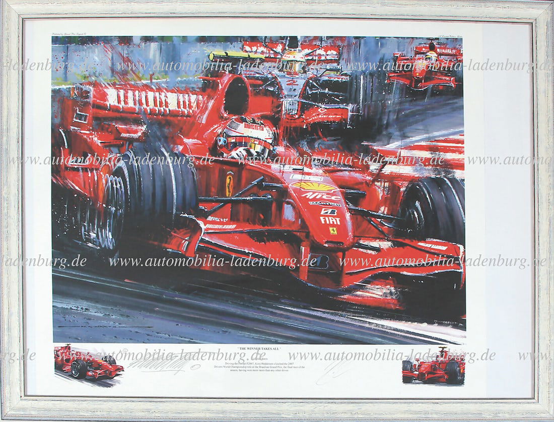 FERRARI Hand-signed art print (The Winner Takes it All), by Nicholas Watts, motif (Kimi Rä (1 of 1)