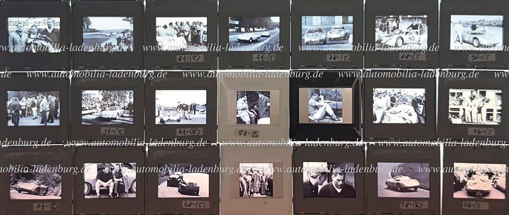 ESTATE OF HERBERT LINGE / PORSCHE Collection of 115 b/w slides "Slide presentation by Prof. Bott" on: ESTATE OF HERBERT LINGE / PORSCHE Collection of 115 b/w slides "Slide presentation by Prof. Bott" on the occasion of Herbert Linge's 40th anniversary of service, with numerous photos from the beginnin