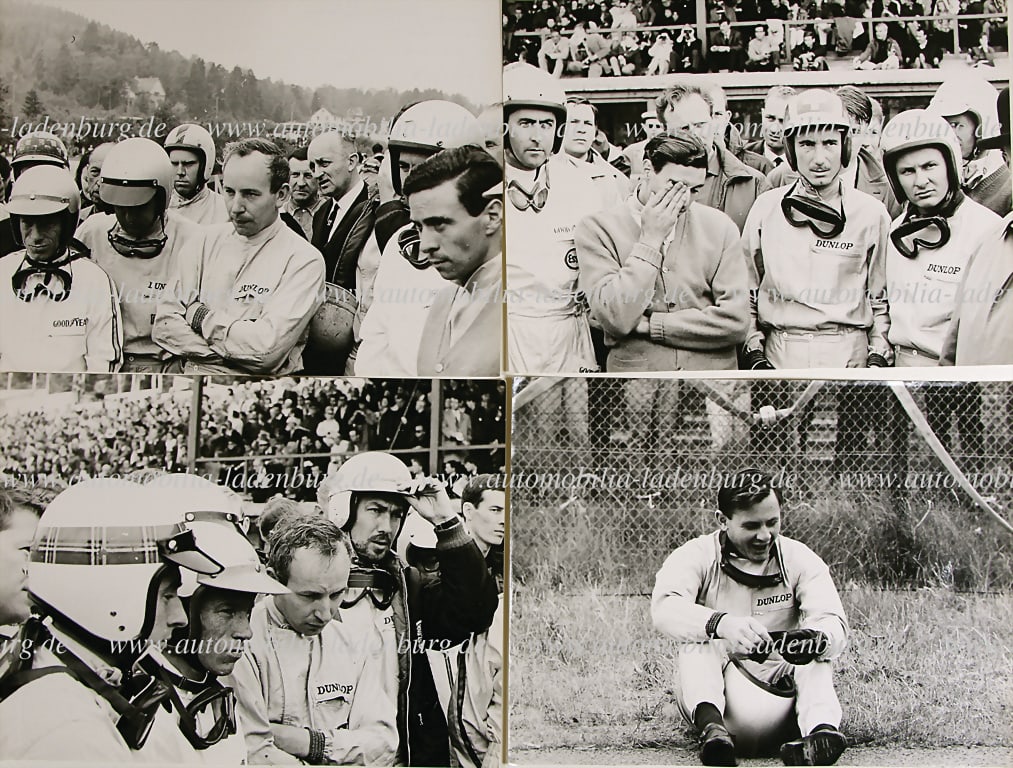 Convolute 4 original b/w photos including briefing before the Grand Prix Belgium 1965 showing Jackie: Convolute 4 original b/w photos including briefing before the Grand Prix Belgium 1965 showing Jackie Stewart, Richie Ginther, John Surtees, Joachim Bonnier, Bruce McLaren at the Grand Prix Netherlands