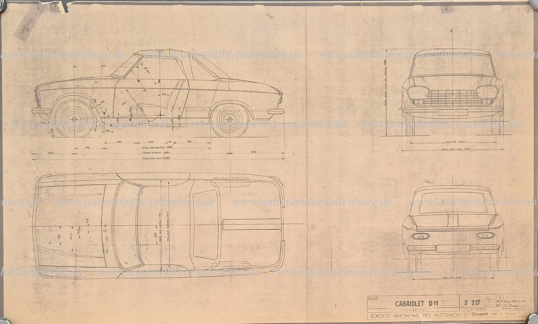 PEUGEOT Mixed lot of 31 blueprints including e.g. Peugeot 402 "Andreau" streamlined record car, (1 of 2)