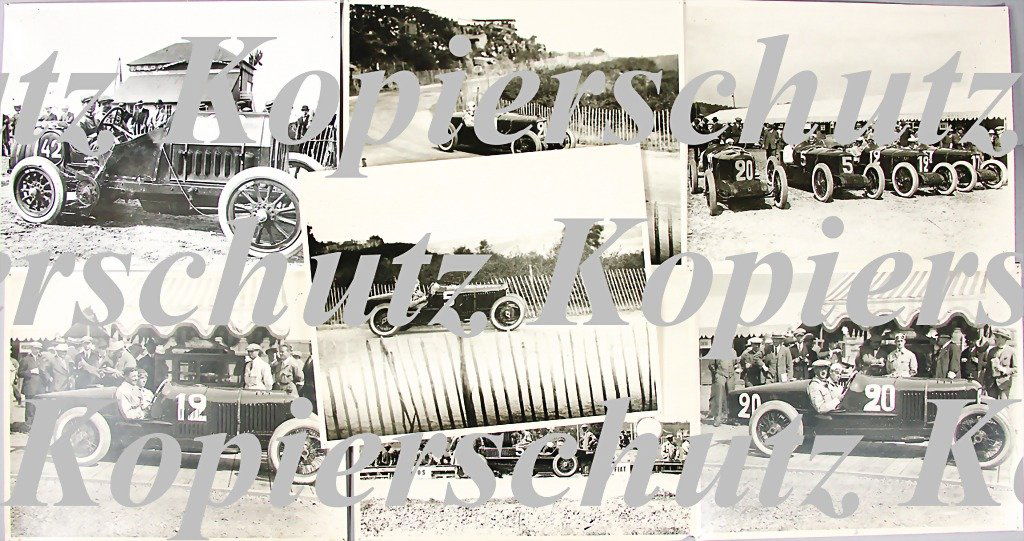 FIAT, 7 original B/W photos, 4 of it of the French Gra: FIAT, 7 original B/W photos, 4 of it of the French Grand Prix 1924 with the drivers Nazzaro, Marchisio, Bordino, Pastore. all on Fiat 805, and 1 photo Ralph de Palma on Fiat S74 at the Grand Prix of F