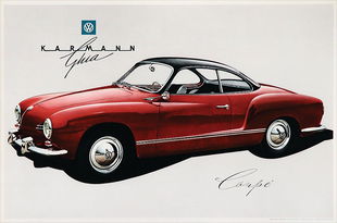 Volkswagen Advertisement Karmann Ghia Coupe 40 X 59 May 11 2013 Automobilia Ladenburg Auction In Germany