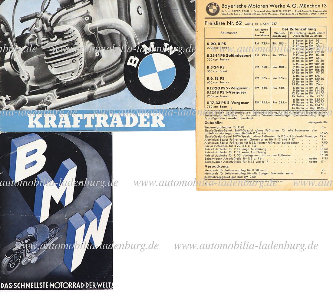 BMW Mixed lot of 3 pieces, including folding brochure "The fastest motorcycle in the world", 6 pages (1 of 1)