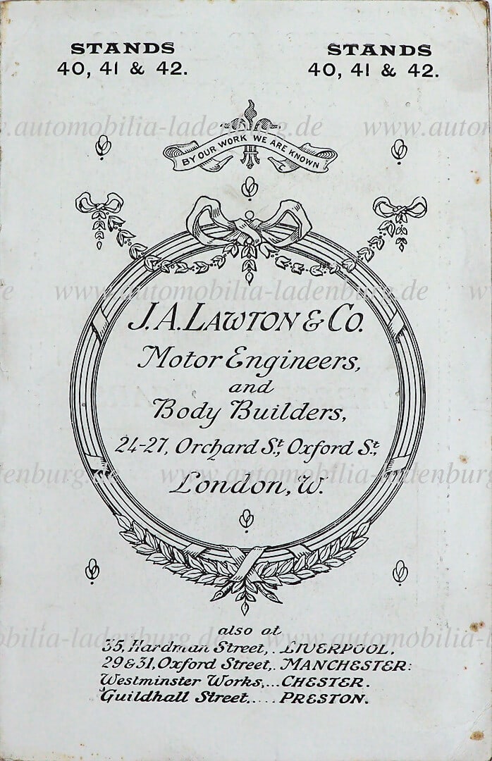 J.A.LAWTON 1906, sales catalog "J.A.Lawton & Co. London", 4 pages English text, inside the (1 of 1)