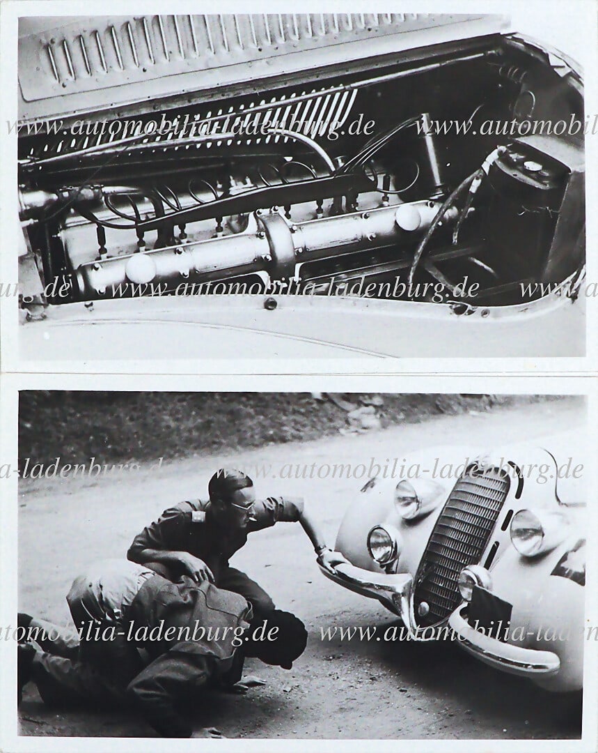 ALFA ROMEO Mixed lot of 2 original b/w photos, including Prince Bernhard zur Lippe looking at the (1 of 2)