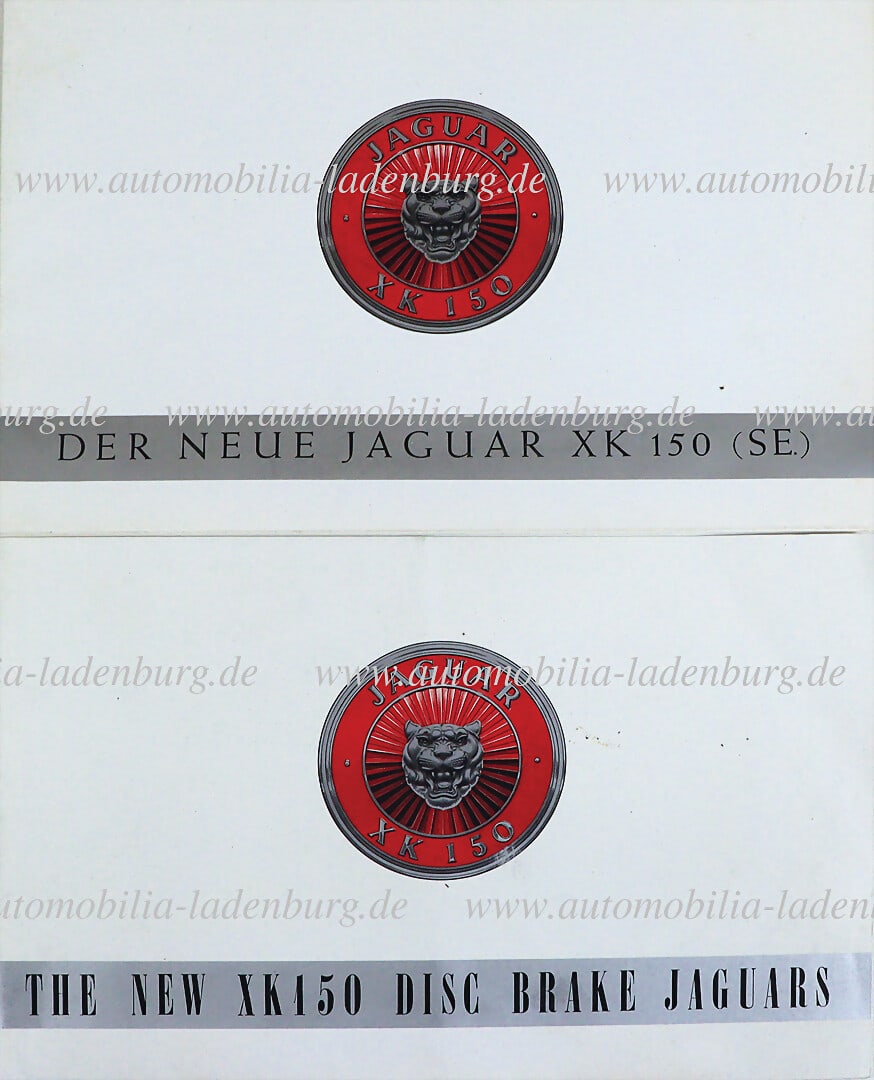 JAGUAR mixed lot of 2 sales brochures / folding brochures Jaguar XK 150, 1x German / 1x English (1 of 1)