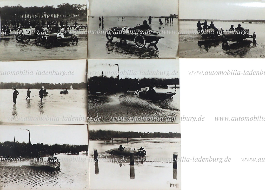 1924, bundle of 7 original b/w photographs (Alex Stöcker 1896-1962), ice racing on icy Wannsee (1 of 4)