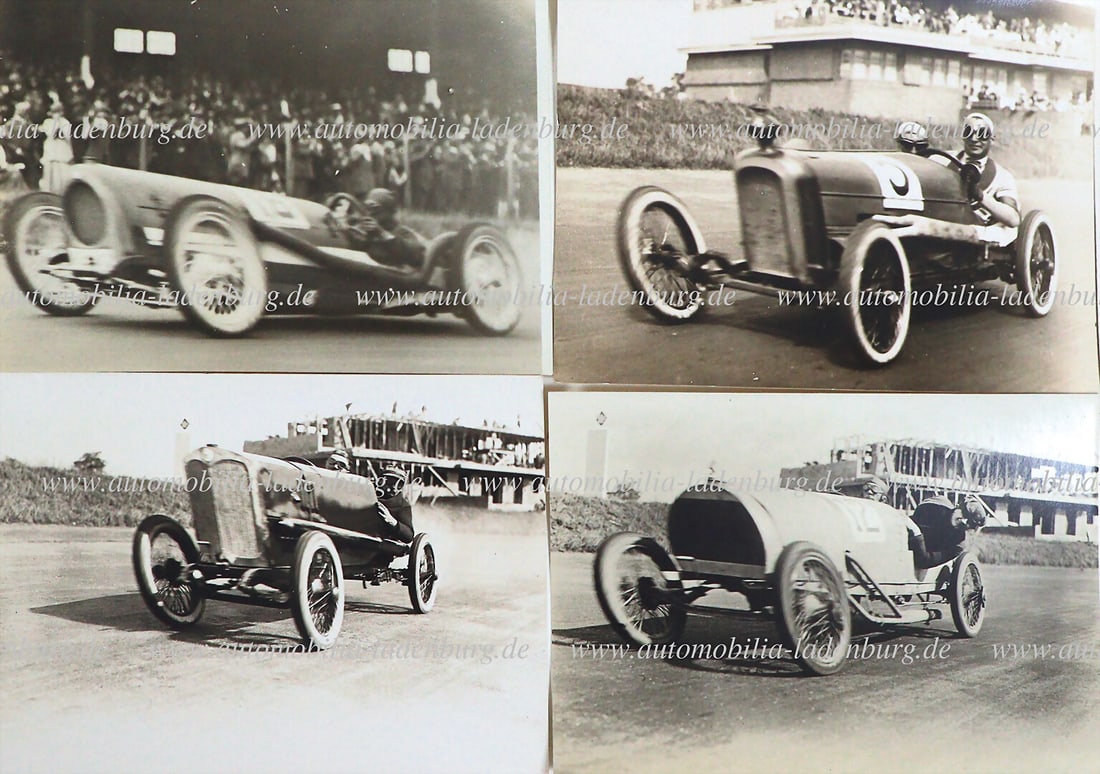 Mixed lot of 4 original b/w photographs (Alex Stöcker 1896-1962) AVUS fall race of small cars: Mixed lot of 4 original b/w photographs (Alex Stöcker 1896-1962) AVUS fall race of small cars 30.09.1924, including Mitzlaff on Brennabor, von Horn on NUG, Warmbier on Omikron, and winner Gockenb