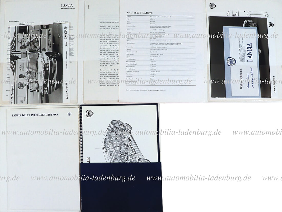 LANCIA Mixed lot of 3 press kits including Lancia Delta Integrale Gruppo A, English text; Lancia (1 of 1)