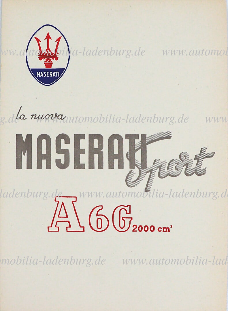MASERATI 1951, folding brochure Maserati Sport A6G 2000ccm, 4 pages, Italian text, good condition (1 of 1)