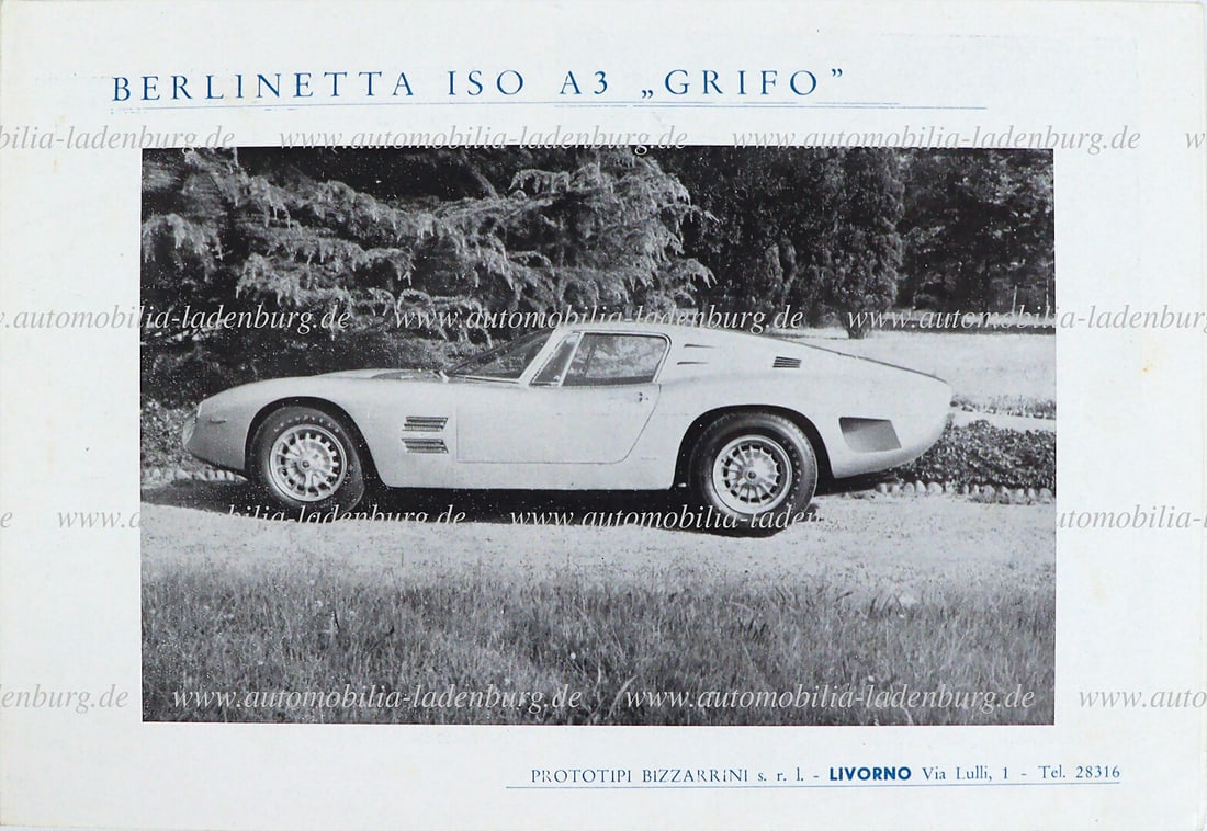 ISO 1964, very rare folding brochure ISO A3 GRIFO BERLINETTA, "Prototipi Bizzarrini, Livorno", 4 (1 of 1)