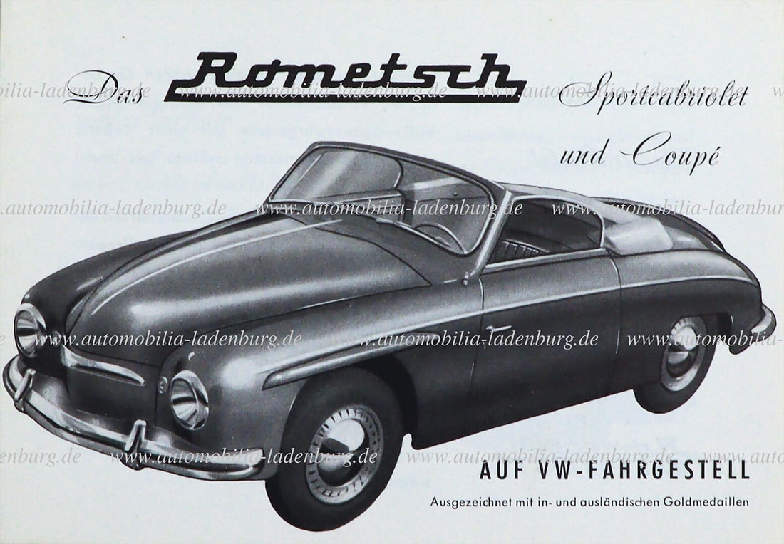 ROMETSCH Folding brochure Rometsch Sportcabriolet and Coupe, 8 pages, German text, rare German (1 of 1)