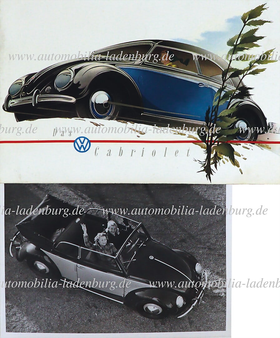 VOLKSWAGEN Mixed lot of 2 pieces, including folding brochure Volkswagen Cabriolet, 6 pages German (1 of 1)
