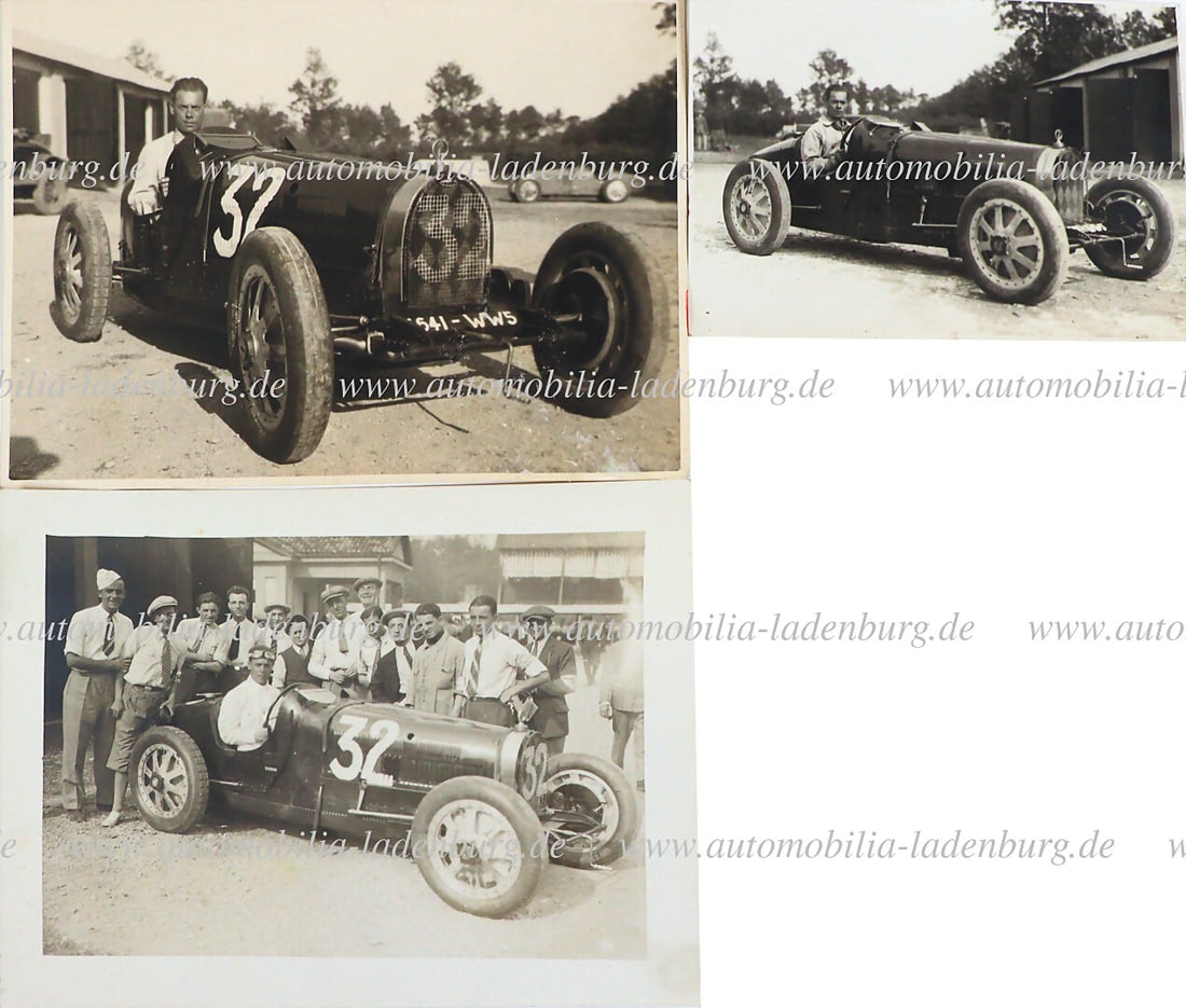 BUGATTI Mixed lot of 3 original b/w photographs, Carlo Tonini on Bugatti Type 35C (#4919), European (1 of 2)