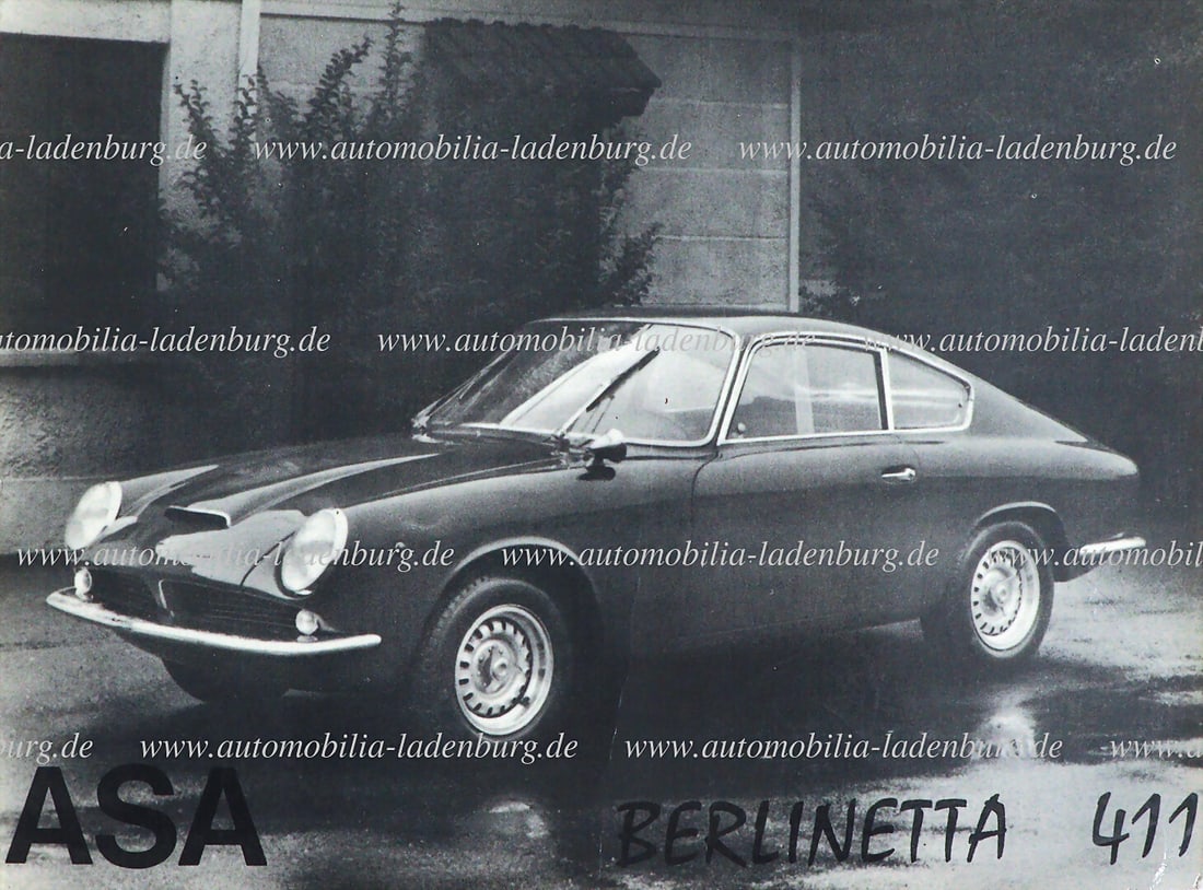 ASA Brochure ASA 411 Berlinetta, reverse with technical data, trilingual German Description ASA (1 of 2)