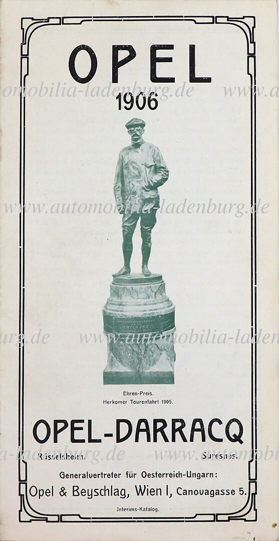 OPEL 1906, sales brochure Opel (Darracq) Generalvertretung für Österreich -Ungarn Opel & (1 of 1)