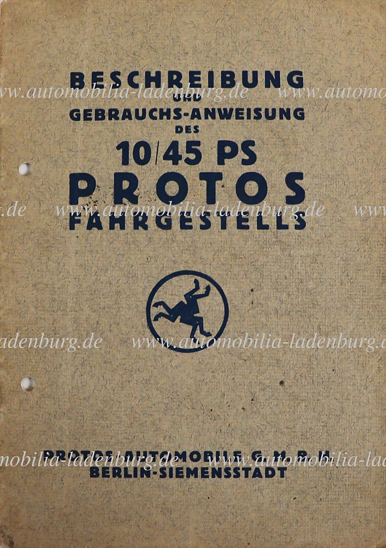 PROTOS 1924, description and instruction manual (operating instructions) Protos 10/45 hp chassis, (1 of 1)
