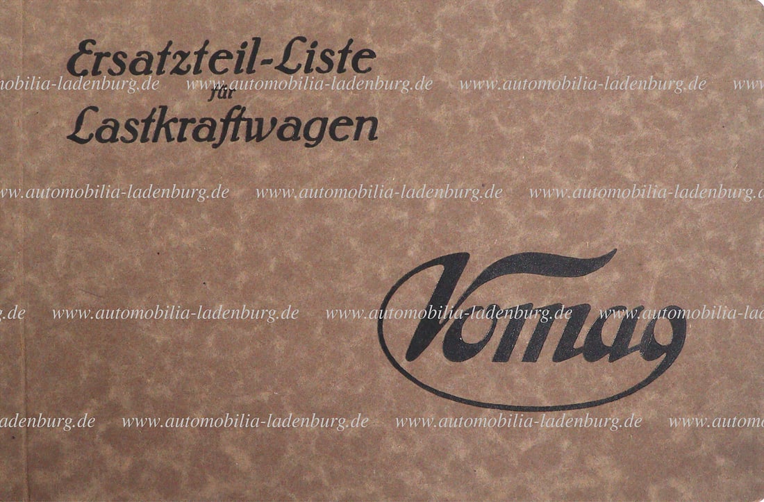 VOMAG ca. 1916, spare parts list for trucks 3T Kardan- und Kettenwagen, German text, good condition (1 of 1)
