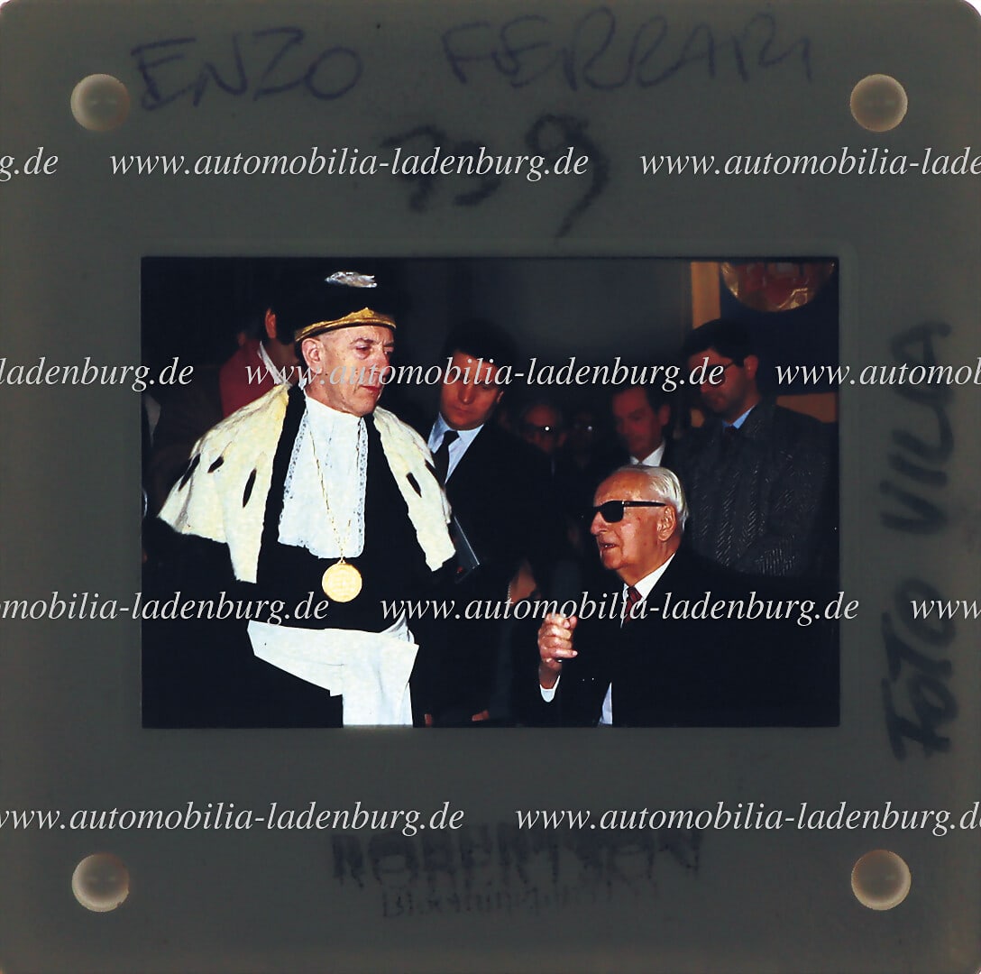 FERRARI Original color slide Enzo Ferrari at the award of the honorary doctorate, University of (1 of 2)
