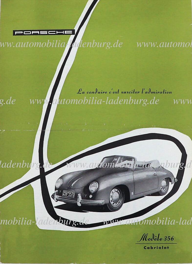PORSCHE 1955, broadsheet brochure "La conduire c`est susciter l`admiration" Porsche Type 356 (1 of 1)