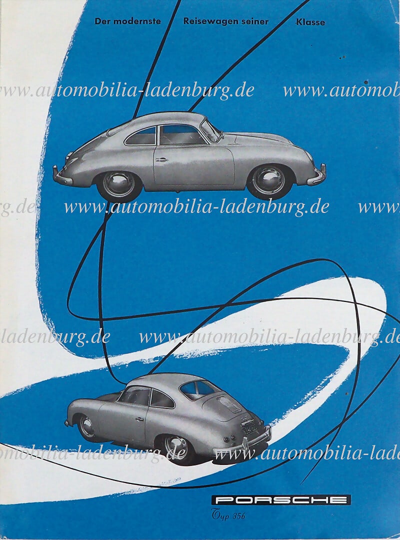 PORSCHE 1955, flyer "Der modernste Reisewagen seiner Klasse" Porsche Type 356, German text, printed: PORSCHE 1955, flyer "Der modernste Reisewagen seiner Klasse" Porsche Type 356, German text, printed on both sides, good condition German Description PORSCHE 1955, Einblattprospekt „Der modernste