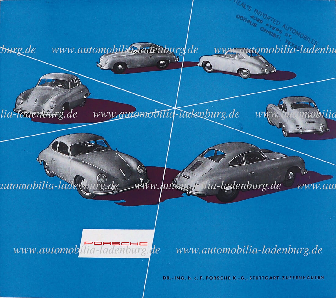 PORSCHE 1954, folding brochure Porsche 356 A, 8 pages, English text, inside technical data to (1 of 1)