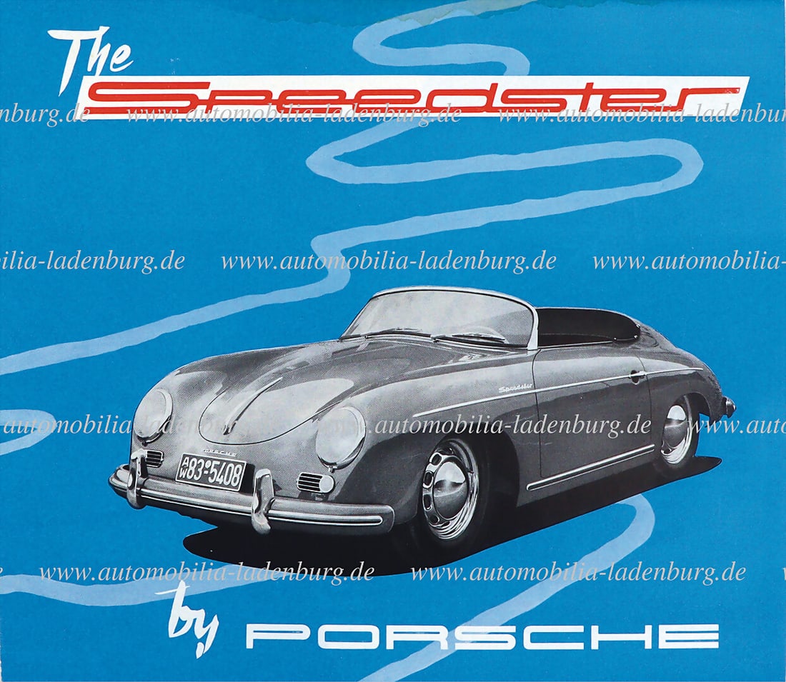 PORSCHE 1954, folding brochure Porsche 356 Speedster, 8 pages, English text, (8. 54. 50.), top edge (1 of 1)
