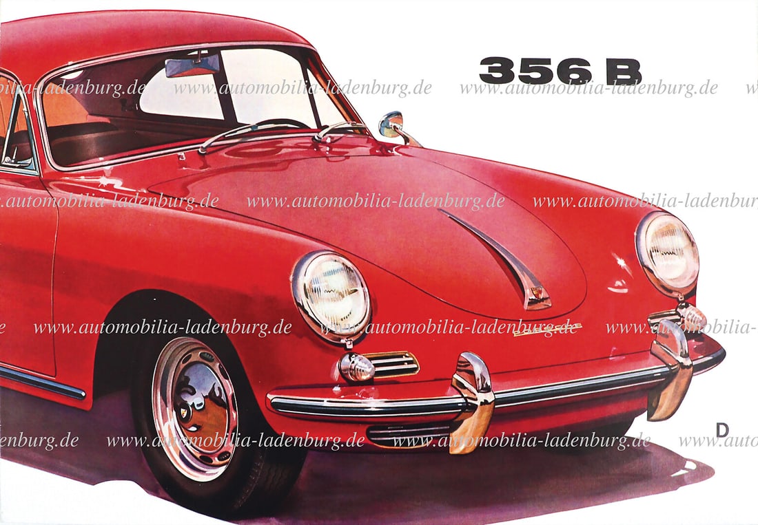 PORSCHE 1960, folding brochure Porsche 356B, 8 pages, German text, (W22 2.60 20 M Gl.), good (1 of 1)