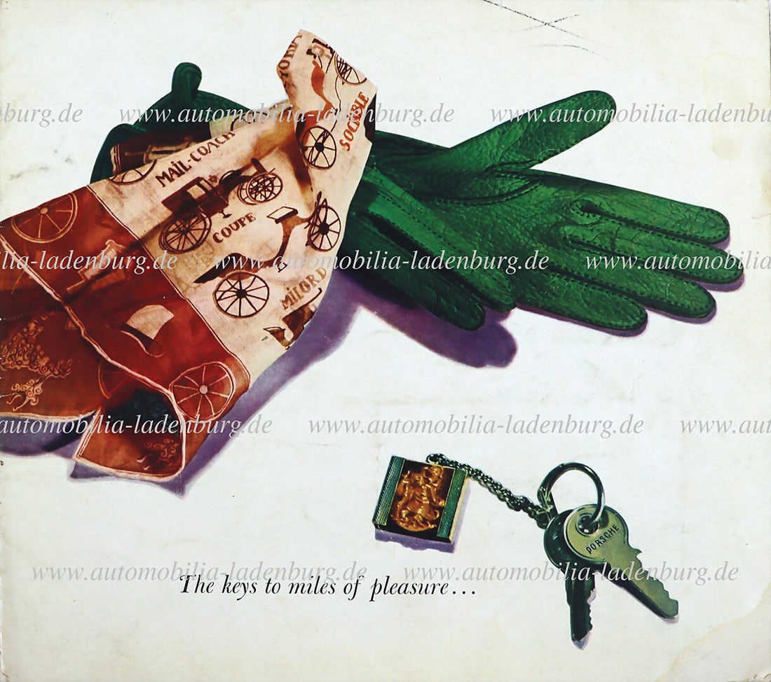 PORSCHE 1953, sales brochure Porsche 356 pre A, "The keys to miles of pleasure", (4.53.5000), 24: PORSCHE 1953, sales brochure Porsche 356 pre A, "The keys to miles of pleasure", (4.53.5000), 24 pages English text, with traces of use and stains German Description PORSCHE 1953, Verkaufsprospekt Por