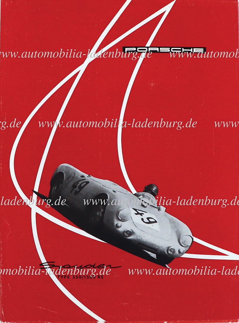 PORSCHE 1955, mixed lot of 2 pcs. Porsche Spyder type 550/1500 RS brochures, German text, printed on (1 of 1)