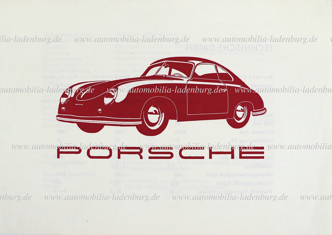 PORSCHE 1952, folding brochure Porsche 356 pre A (split window), (100d. 3.52 5000/ Henkel), 4 pages (1 of 1)