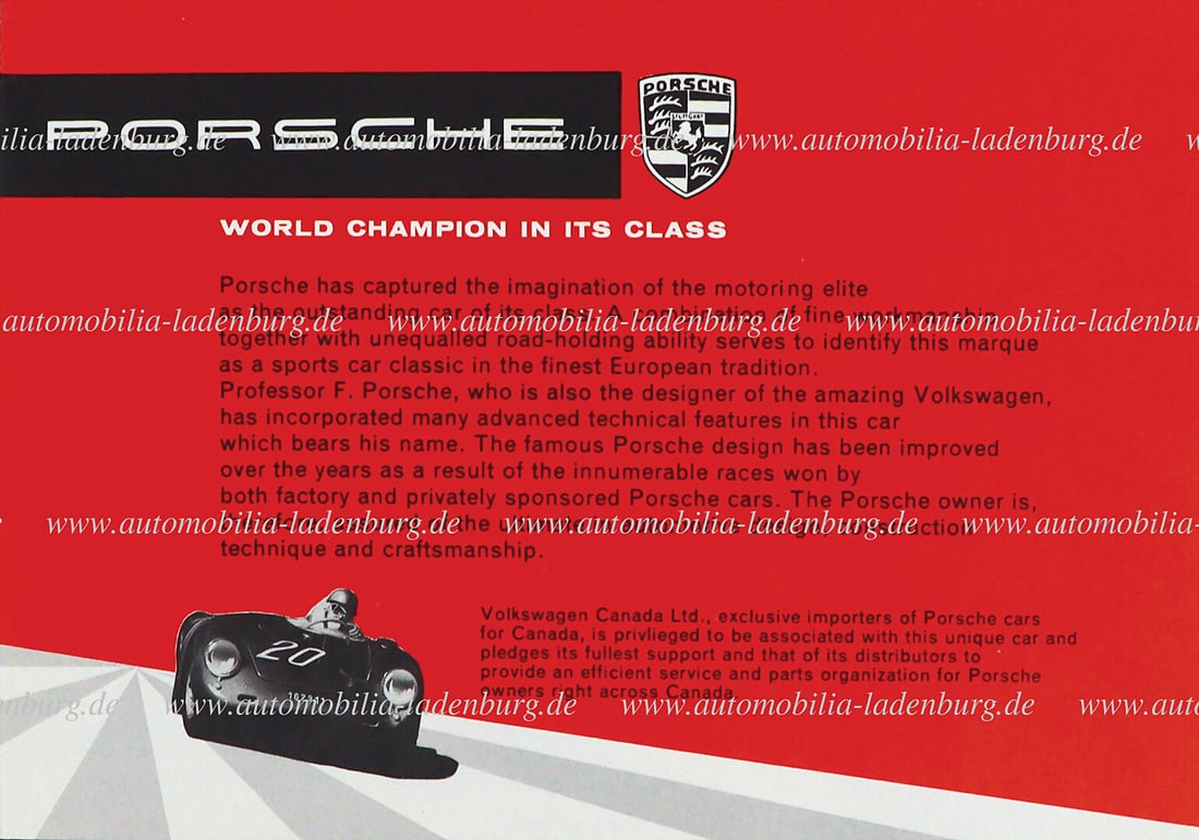 PORSCHE 1958, folding brochure 1600/ 1600 Super, Coupe/ Cabriolet/ Hardtop, "Volkswagen Canada (1 of 1)