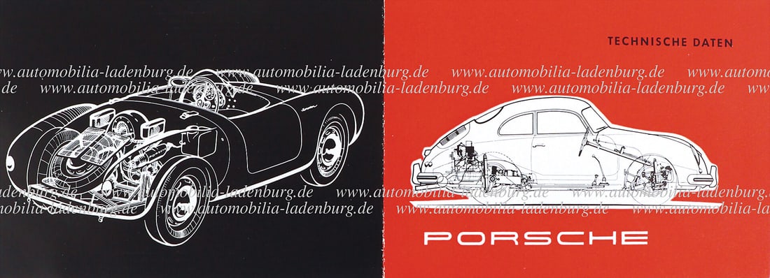 PORSCHE 1956, folding brochure "Technische Daten", Porsche 356 A, 1300/ S, 1600/ S, 1500 GS Carrera (1 of 1)