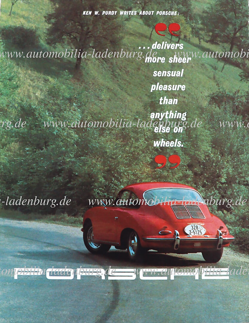 PORSCHE ca. 1962, sales brochure Porsche 356 B, for the American market "W. Purdy writes about: PORSCHE ca. 1962, sales brochure Porsche 356 B, for the American market "W. Purdy writes about Porsche" 8 pages English text, printed in USA, good condition German Description PORSCHE ca. 1962, Verkau