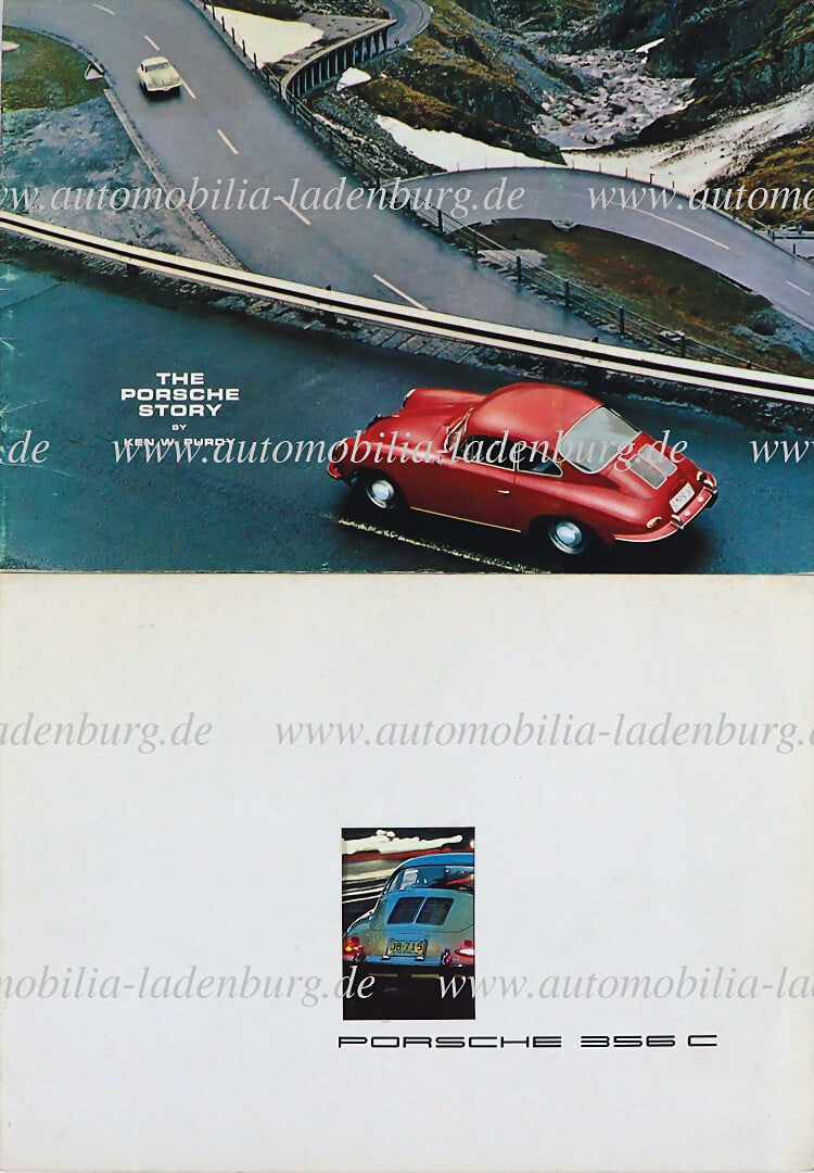 PORSCHE mixed lot of 2 pieces including folding brochure Porsche 356 Type C, 12 pages, and folding (1 of 1)