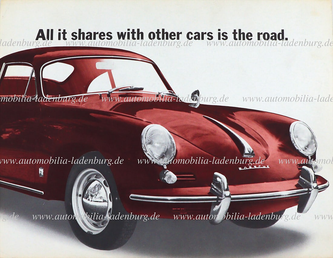 PORSCHE Circa 1960, leaflet type 356B "All it shares with other cars is the road", printed on the (1 of 1)