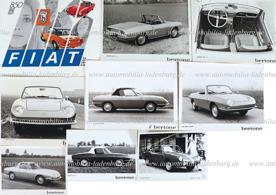 FIAT / BERTONE Mixed lot including sales catalog Fiat 850 "Racer / Spider / Coupe / Sedan, 12 pages (1 of 1)