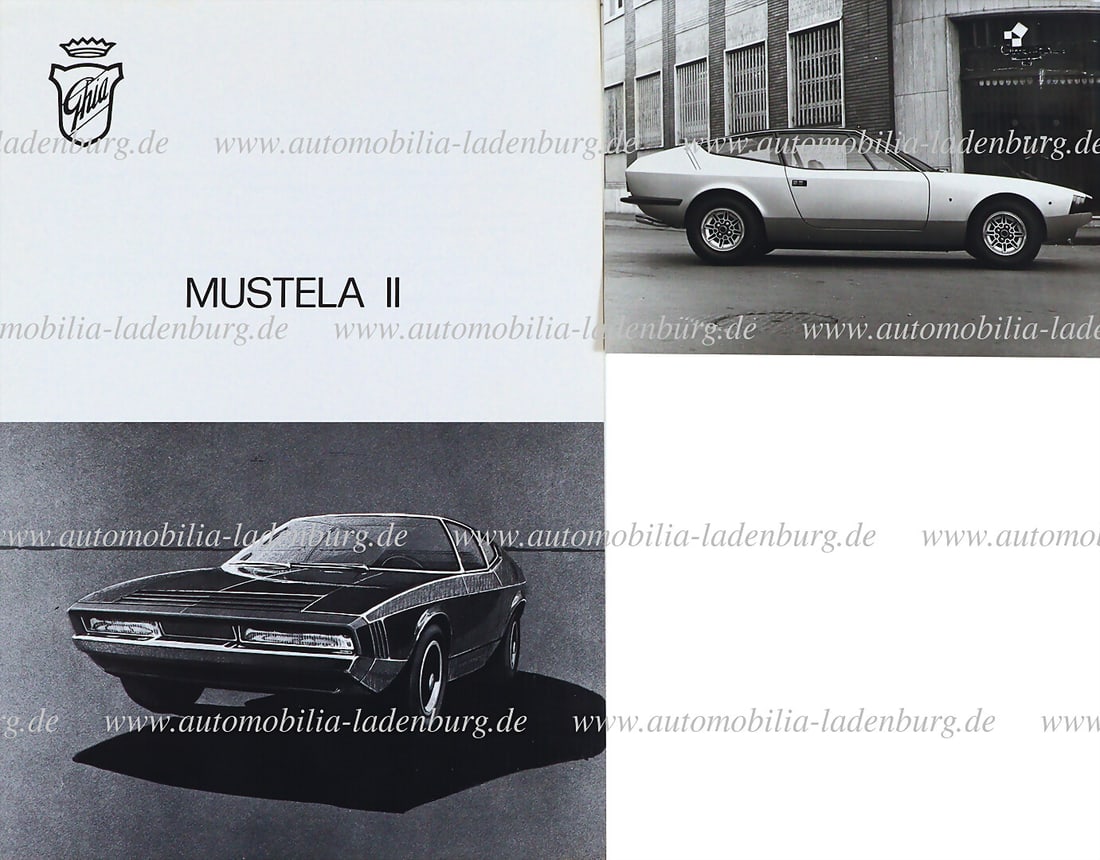 CARROZZERIA GHIA Mixed lot including folding brochure Ghia Mustela II, 4 pages ital. / engl. /: CARROZZERIA GHIA Mixed lot including folding brochure Ghia Mustela II, 4 pages ital. / engl. / franc. text, with original b/w press/works photo, 13x18cm German Description CARROZZERIA GHIA Konvolut da