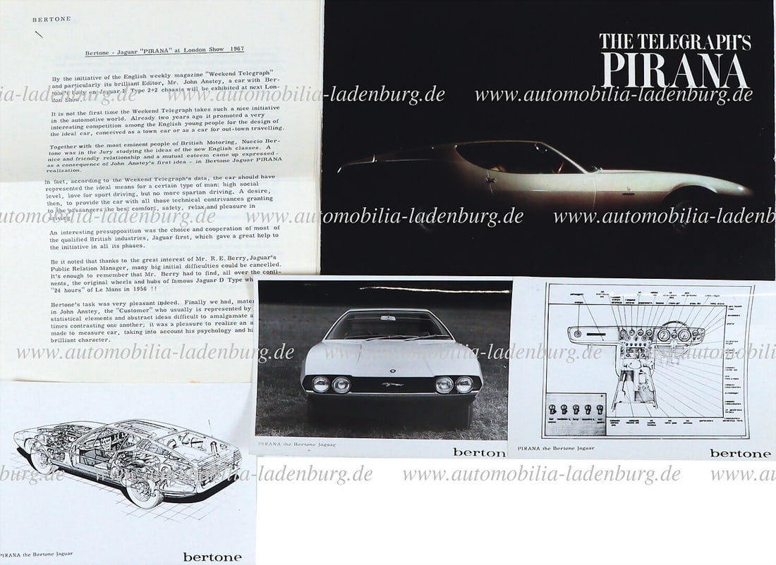 BERTONE / JAGUAR Mixed lot including folding brochure Bertone (Jaguar) Pirana, 4 pages English text, (1 of 1)