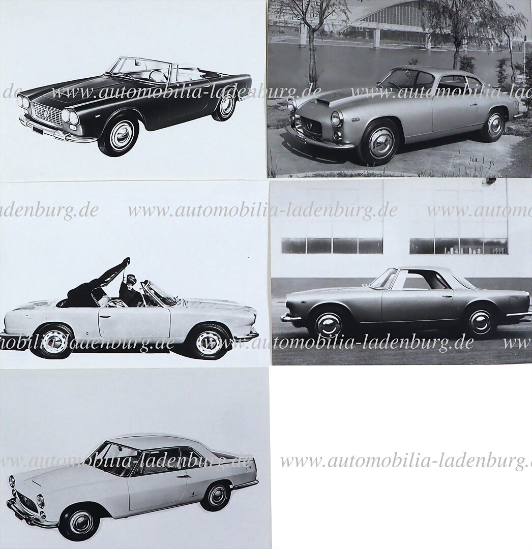 LANCIA Mixed lot of 5 original b/w factory photos Lancia Flaminia, back stamped, 13x18cm German (1 of 2)