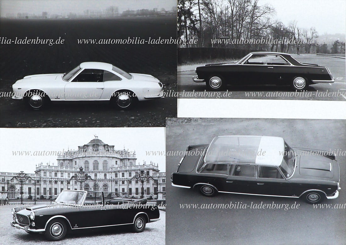 LANCIA Mixed lot of 4 original b/w photos / factory photos Lancia Flaminia with special bodies, (1 of 2)