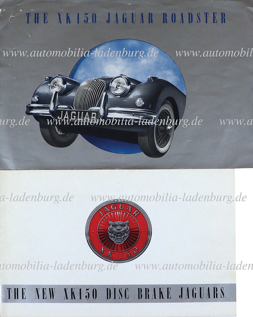 JAGUAR Mixed lot of 2 sales brochures / folded brochures Jaguar XK 150 / XK 150 Roadster, English (1 of 1)