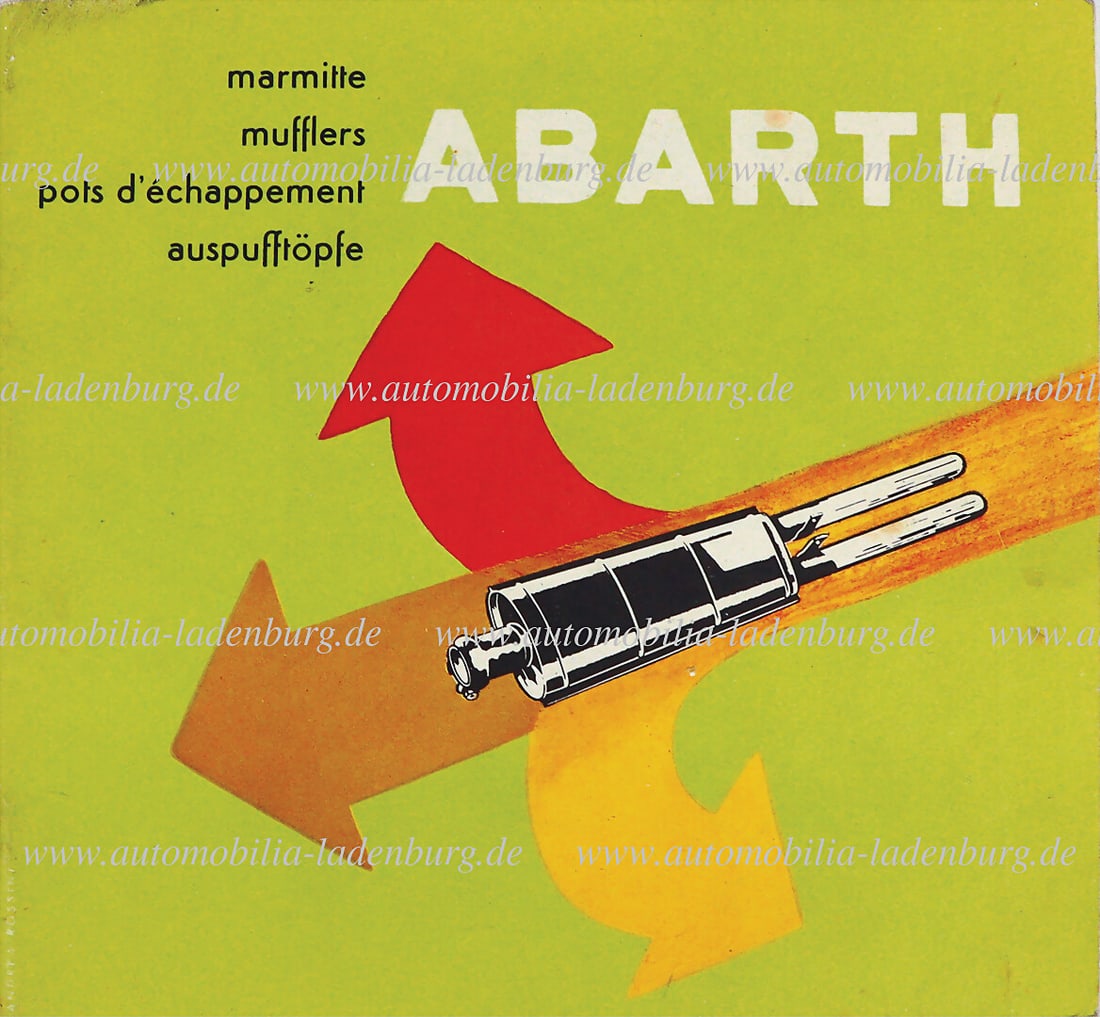 ABARTH 50s, original sales brochure Abarth mufflers for Ferrari 250 GT, Maserati 3500, Maserati A6 G (1 of 1)