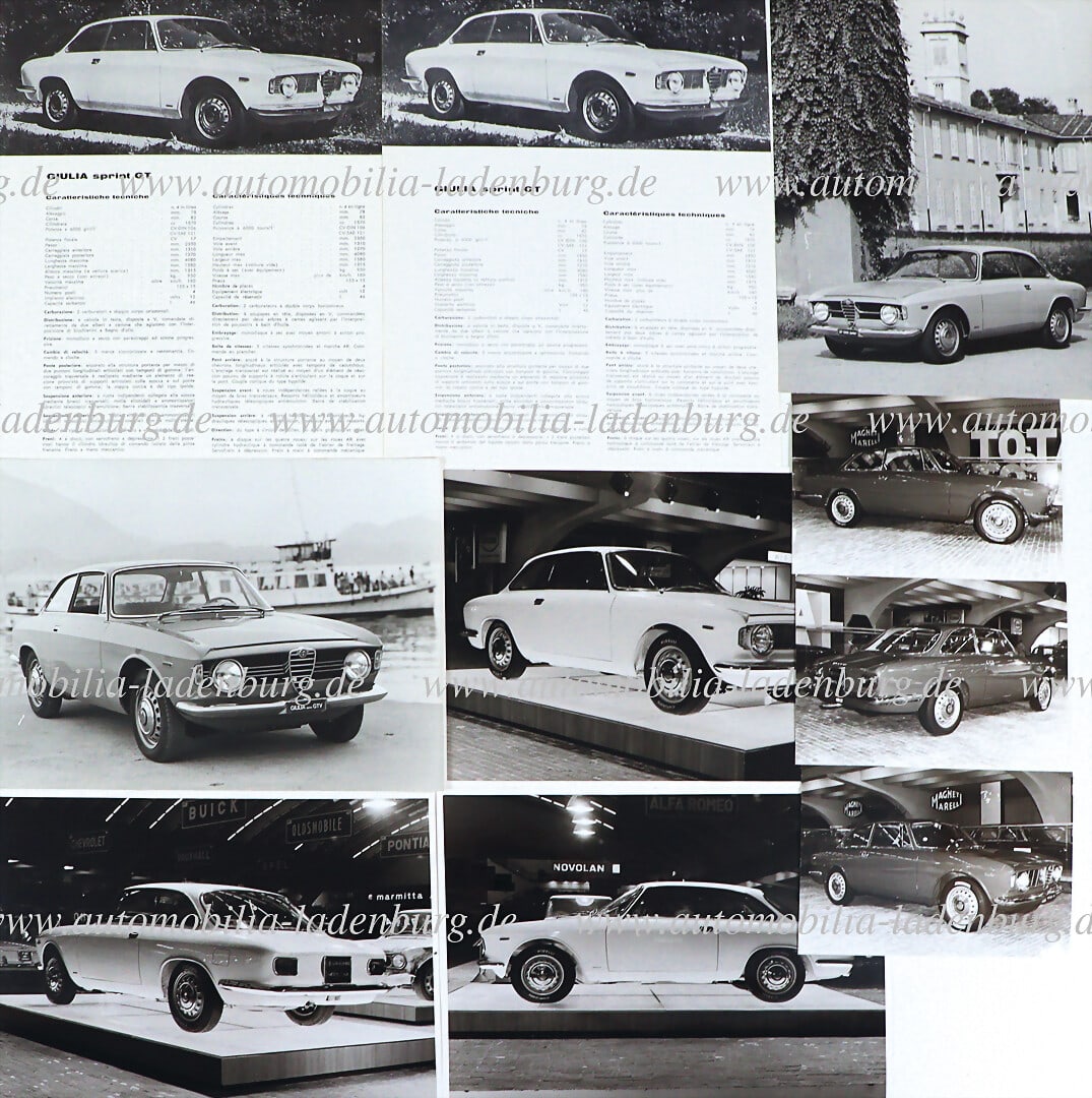 ALFA ROMEO Mixed lot of 10 pieces, including two technical data sheets Alfa Romeo Giulia Sprint GT, (1 of 1)
