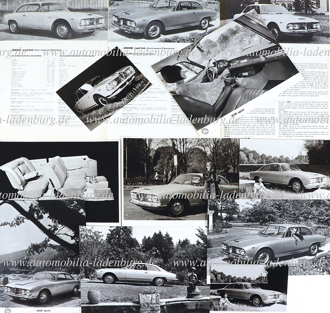 ALFA ROMEO Mixed lot of 12 pieces, including three technical data sheets Alfa Romeo 2600 Sprint, in (1 of 1)