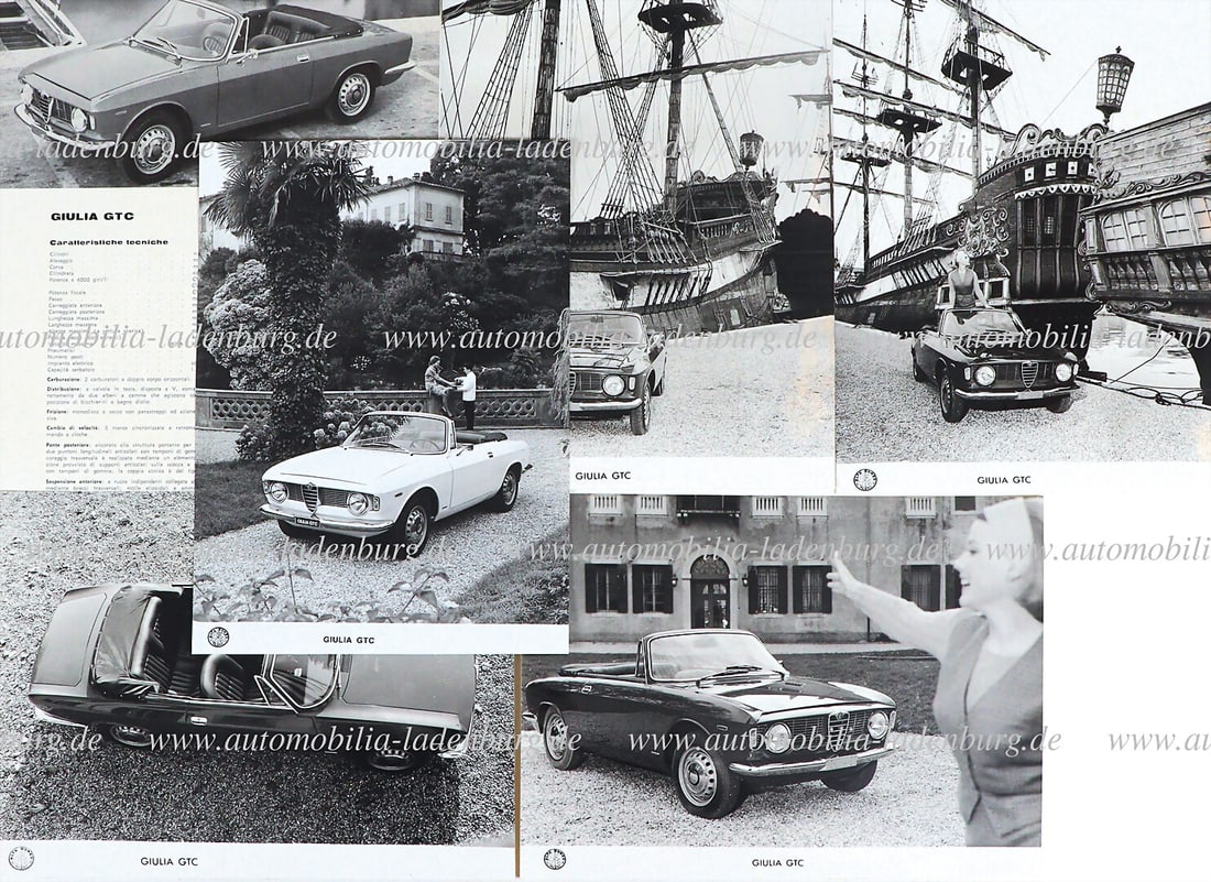 ALFA ROMEO Mixed lot of 6 pieces, including technical data sheet Alfa Romeo Giulia GTC, in four (1 of 1)