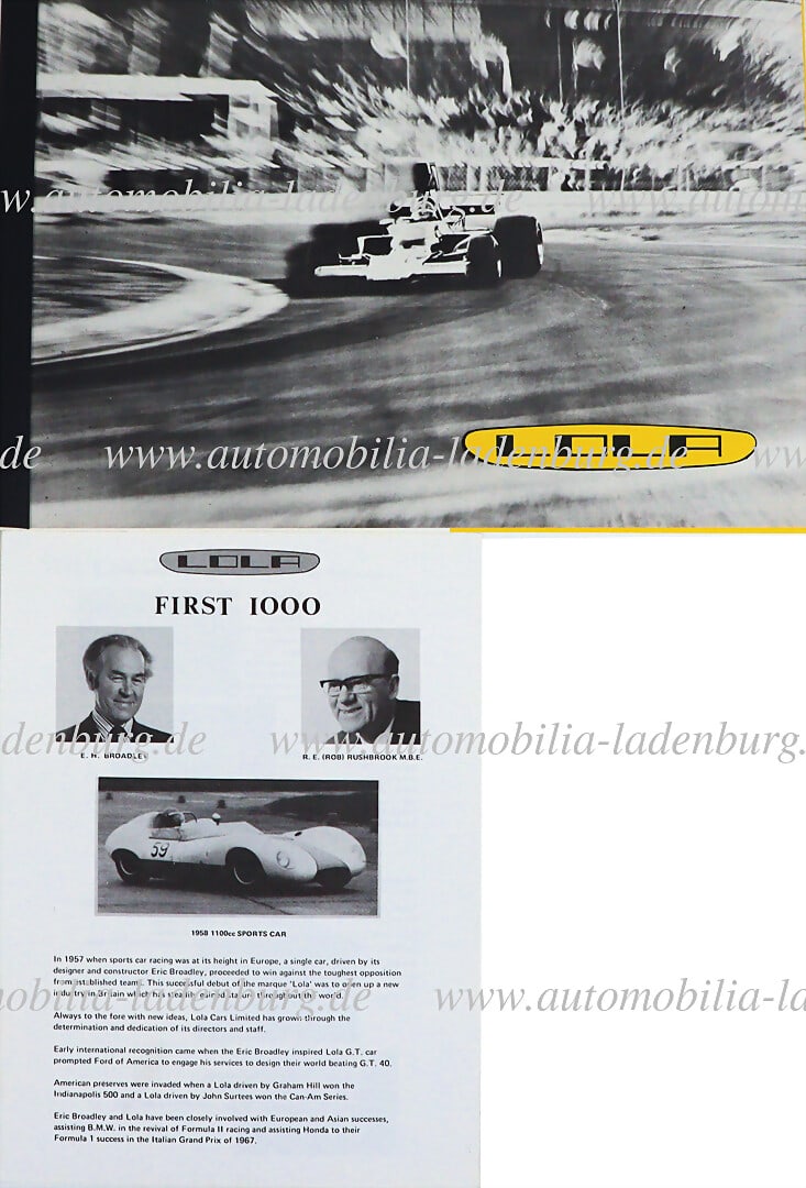 LOLA Mixed lot of 2 pieces, including factory brochure Lola, 22 pages English text, inside with (1 of 1)