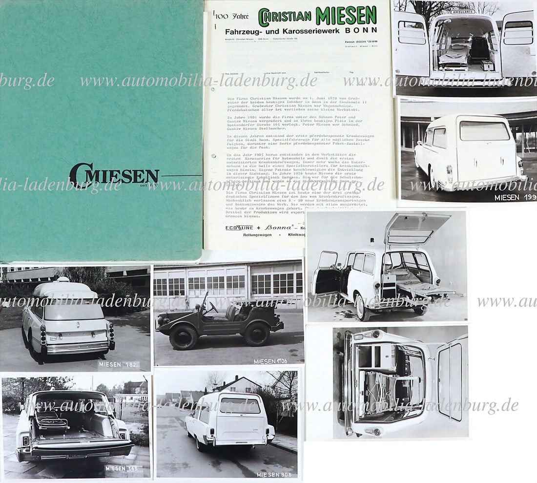CHRISTIAN MIESEN Christian Miesen Bonn car body factory, including press kit with report 1968 & 1970 (1 of 1)